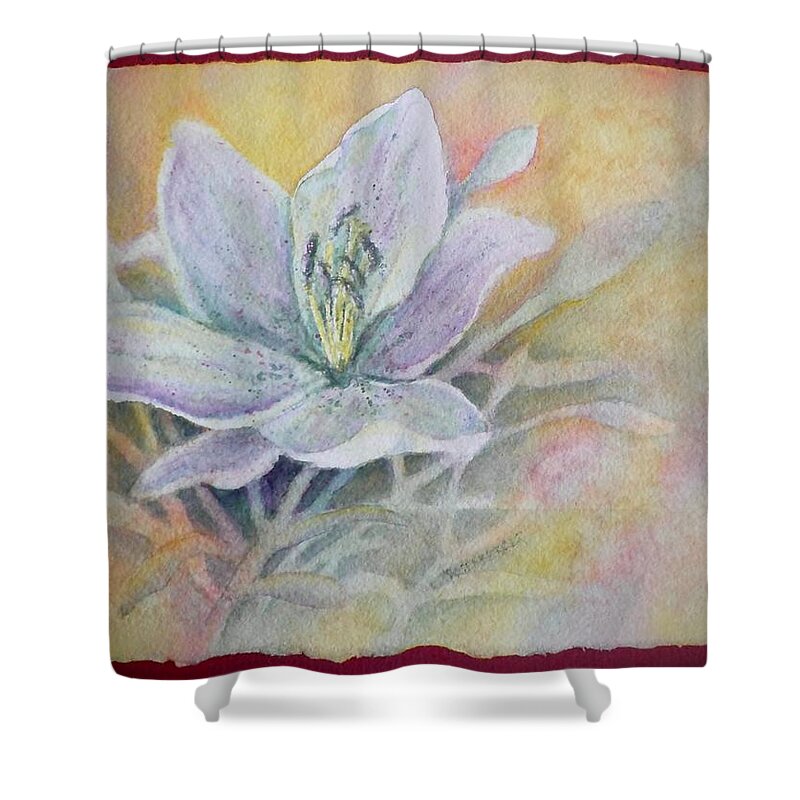 Watercolor Shower Curtain featuring the painting Lily and Buds by Carolyn Rosenberger