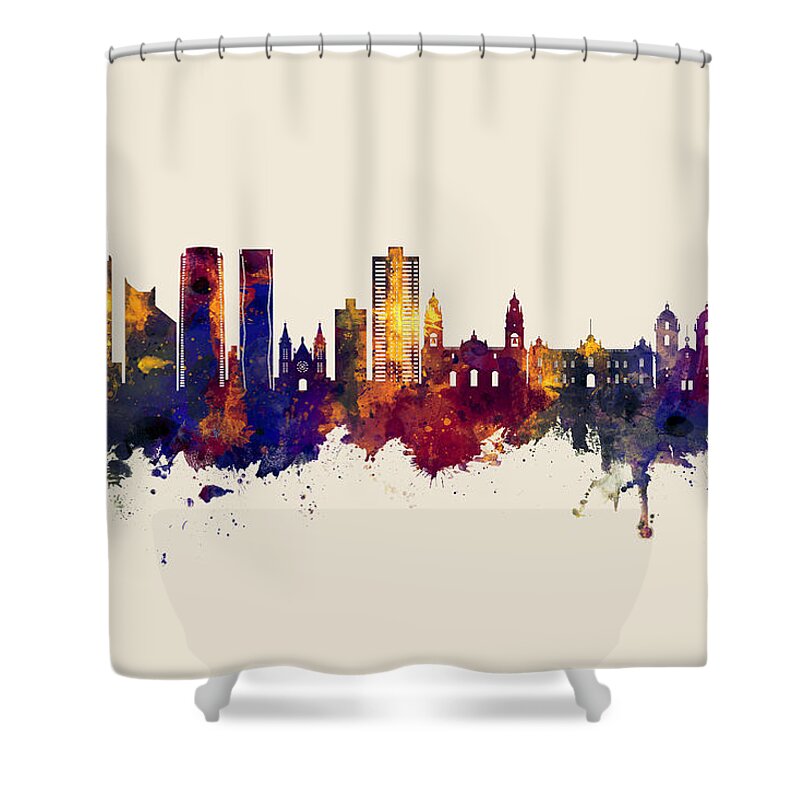 Lima Shower Curtain featuring the digital art Lima Peru Skyline #53 by Michael Tompsett