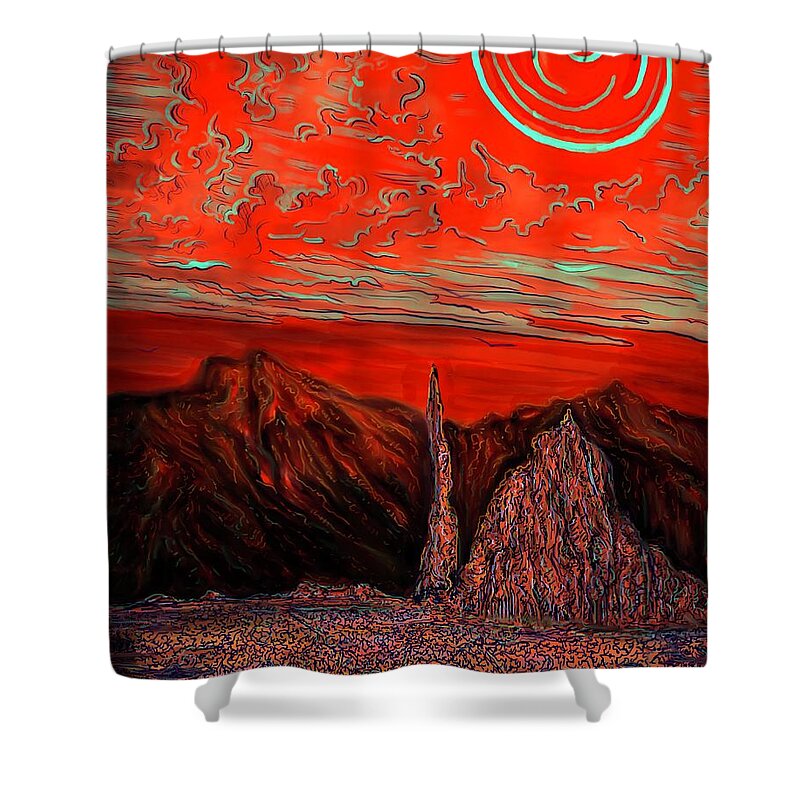 Landscape Shower Curtain featuring the digital art Liminal by Angela Weddle