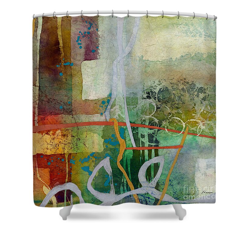 Liminal Shower Curtain featuring the painting Liminal Spaces-Red by Hailey E Herrera