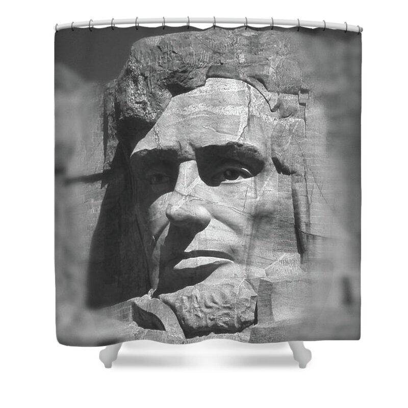 Landmarks Shower Curtain featuring the photograph Lincoln on Mt Rushmore by Mike McGlothlen