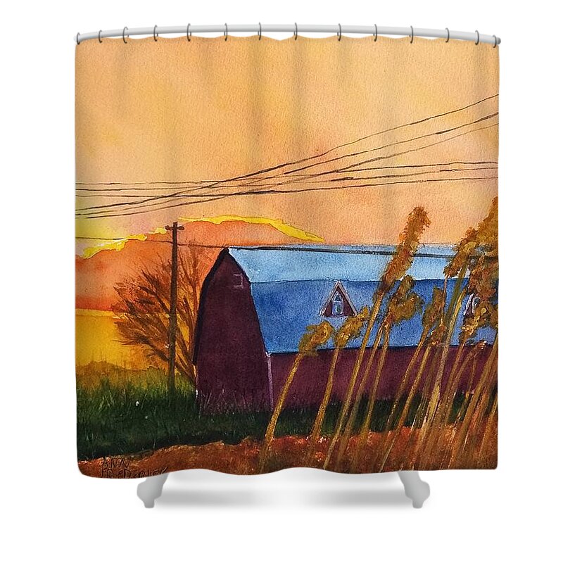 Barns Shower Curtain featuring the painting Linden by Ann Frederick