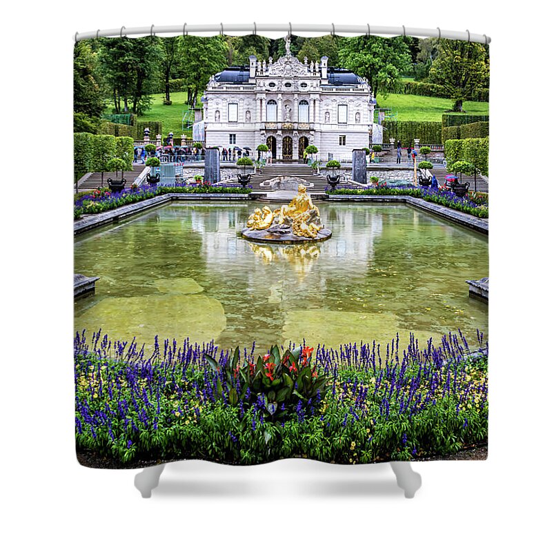 Germany Shower Curtain featuring the photograph Linderhof Palace Garden 5351 by Karen Celella