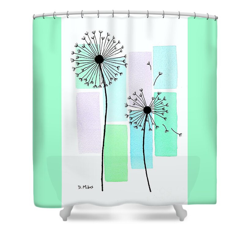 Mid Century Botanical Shower Curtain featuring the painting Line Drawing Botanical 4 by Donna Mibus