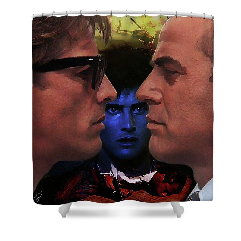 Miami Vice Shower Curtain featuring the digital art Line of Fire by Mark Baranowski