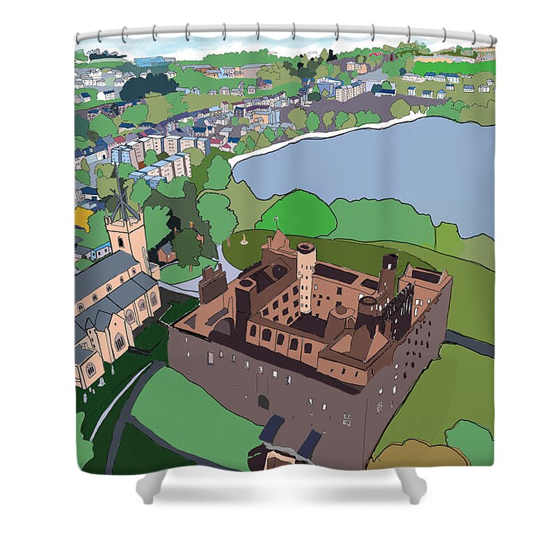 Linlithgow Shower Curtain featuring the digital art Linlithgow Palace by John Mckenzie