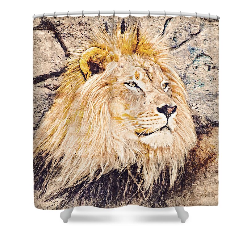 Lion King Shower Curtain featuring the painting Lion King - 26 by AM FineArtPrints