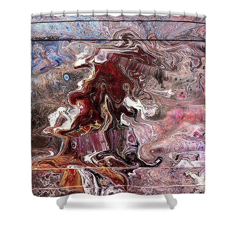 Acrylic Pour Shower Curtain featuring the painting Lion's Mouth by David Euler