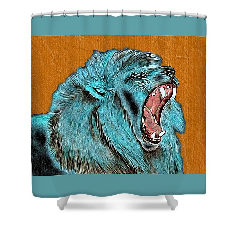 Abstract Shower Curtain featuring the mixed media Lion's Roar - Abstract by Ronald Mills