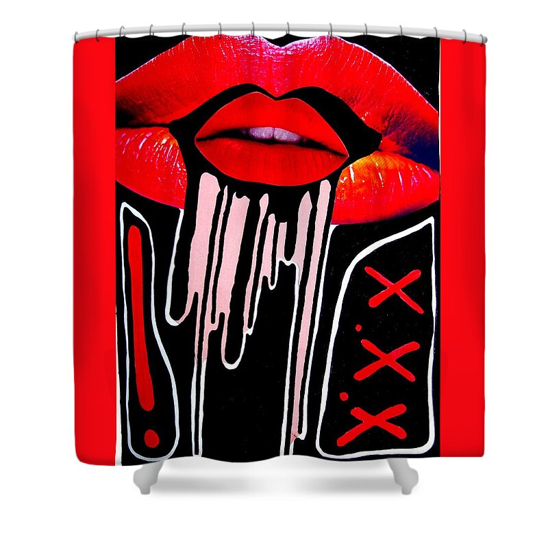 Collage Shower Curtain featuring the digital art Lips by Tanja Leuenberger