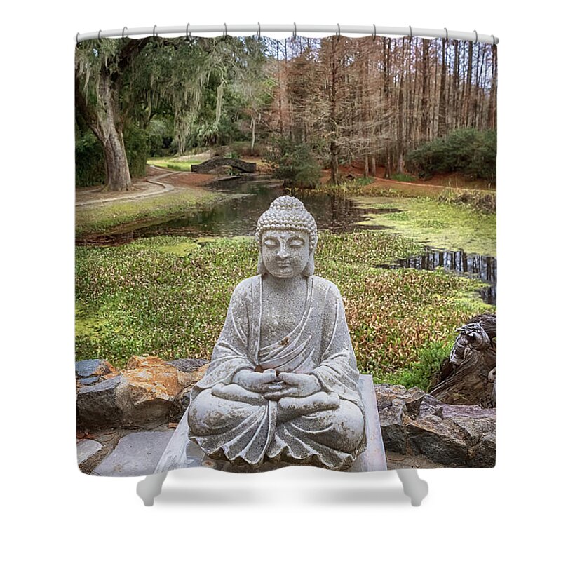 Gardens Shower Curtain featuring the photograph Little Buddha by Susan Rissi Tregoning