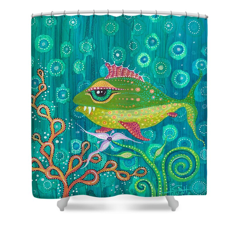 Fish Shower Curtain featuring the painting Little Frankie by Tanielle Childers