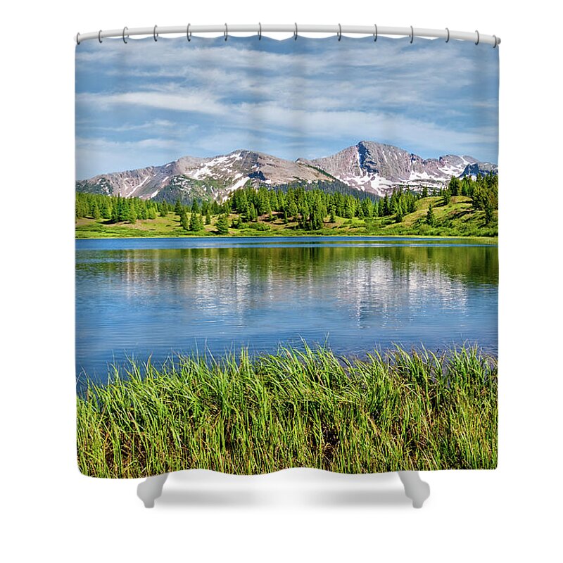 Beauty In Nature Shower Curtain featuring the photograph Snowdon Peak from Little Molas Lake by Jeff Goulden