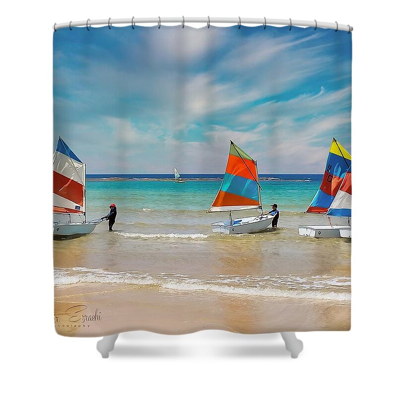 Sea Shower Curtain featuring the photograph Little Navy by Meir Ezrachi