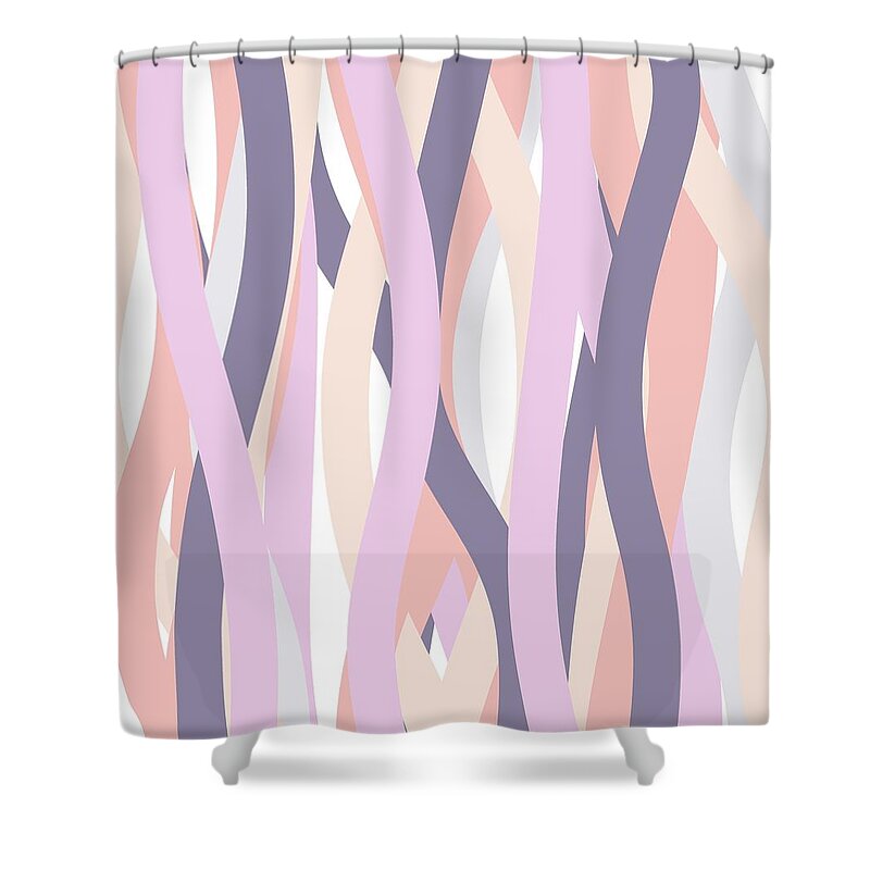 Little Shower Curtain featuring the digital art Little Princess Abstract Vertical Waves by Angie Tirado