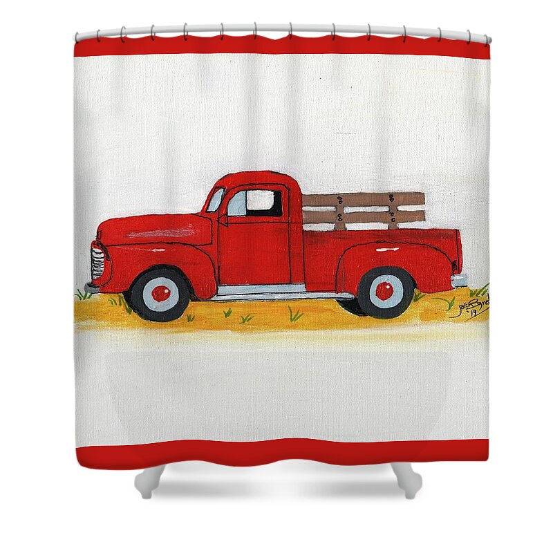  12 Hook Shower Curtain Liner Loads of Love A Red Truck