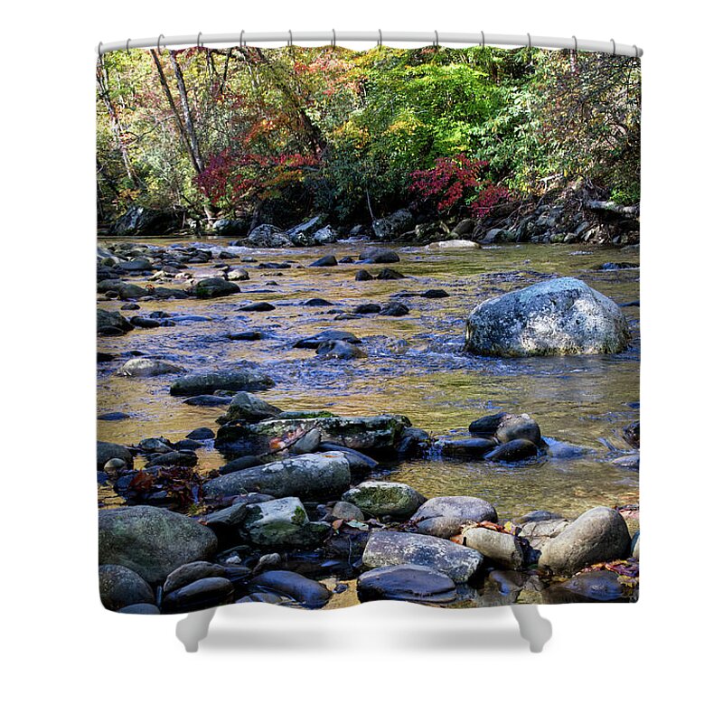 Cascades Shower Curtain featuring the photograph Little River In Autumn 2 by Phil Perkins