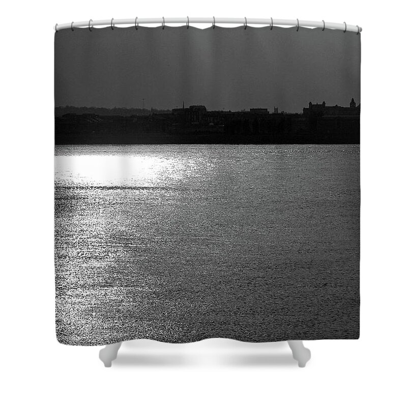 Liverpool Shower Curtain featuring the photograph LIVERPOOL. River Mersey. Sunlight. by Lachlan Main