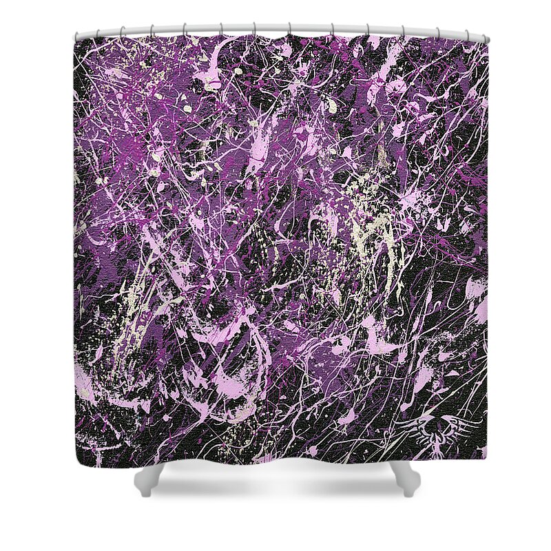 Abstract Shower Curtain featuring the painting Living Impossibilities by Heather Meglasson Impact Artist