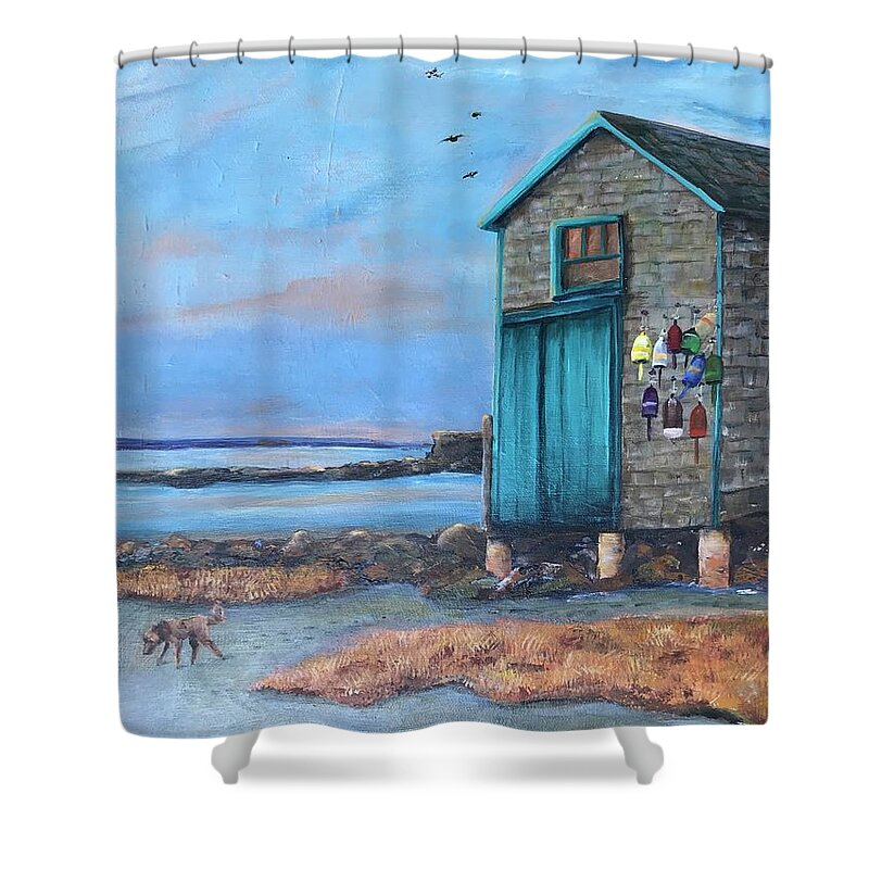 Shack Shower Curtain featuring the painting Lobster Shack by Deborah Naves