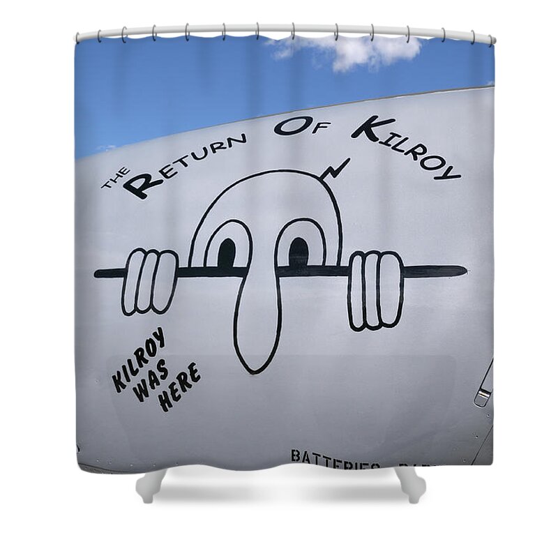 Transportation Shower Curtain featuring the photograph Lockheed T-33 Return of Kilroy, Palm Springs Air Museum, Palm Springs, California by Kevin Oke