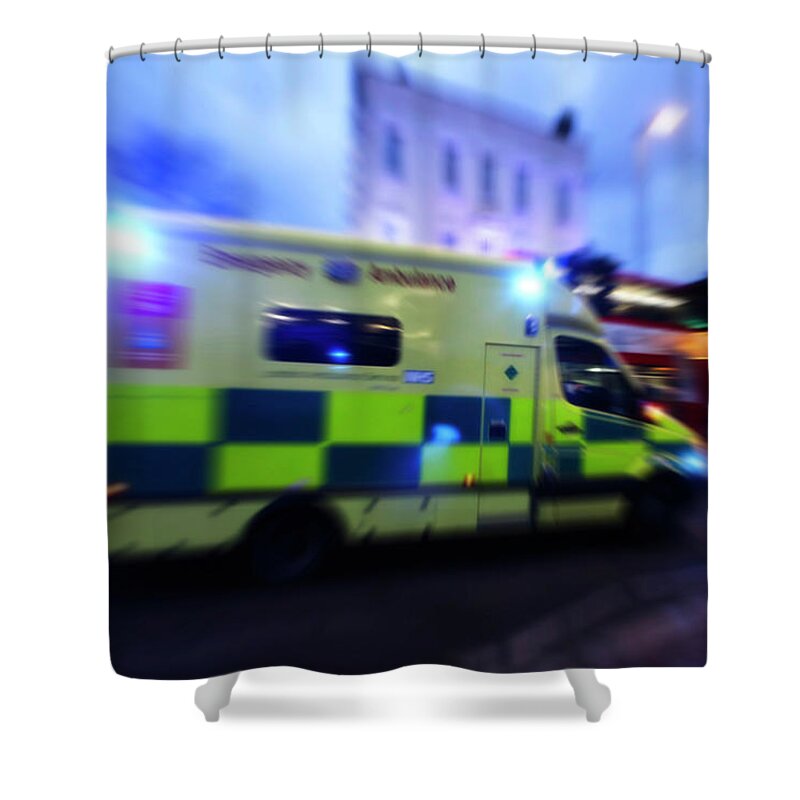 Blurred Shower Curtain featuring the photograph London Ambulances by Doc Braham