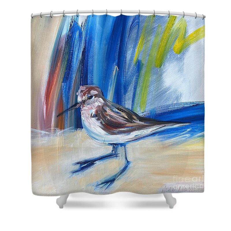 Piper Shower Curtain featuring the painting Lone Piper by Alan Metzger