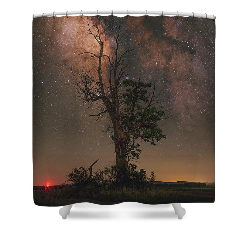 Nightscape Shower Curtain featuring the photograph Lone Tree by Grant Twiss