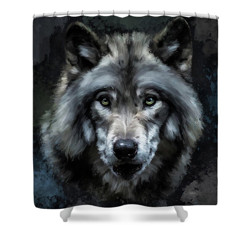 Lone Wolf Shower Curtain featuring the painting Lone Wolf by Jordan Blackstone