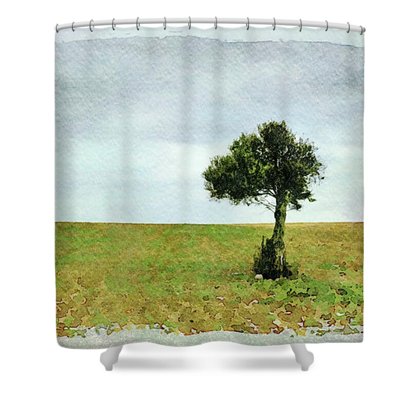 Olive Tree Shower Curtain featuring the photograph Lonely Olive tree with moving clouds by Michalakis Ppalis