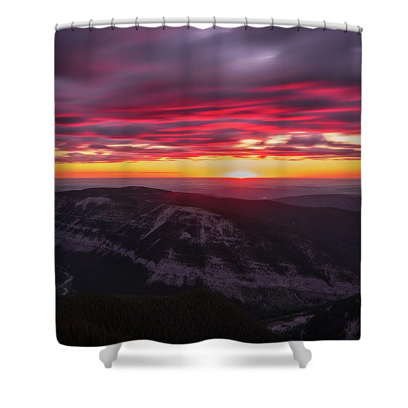 Kananaskis Shower Curtain featuring the photograph Long Exposure of Summer Sunrise Canadian Prairie by Yves Gagnon