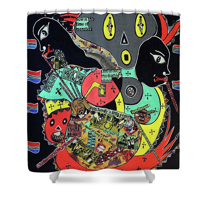 Soweto Shower Curtain featuring the painting Look At Em Go by Nkuly Sibeko