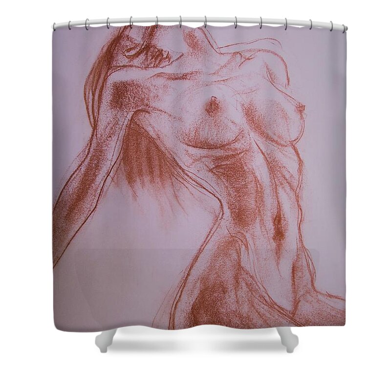 Beautiful Shower Curtain featuring the drawing Look At Me Now by Jarmo Korhonen aka Jarko