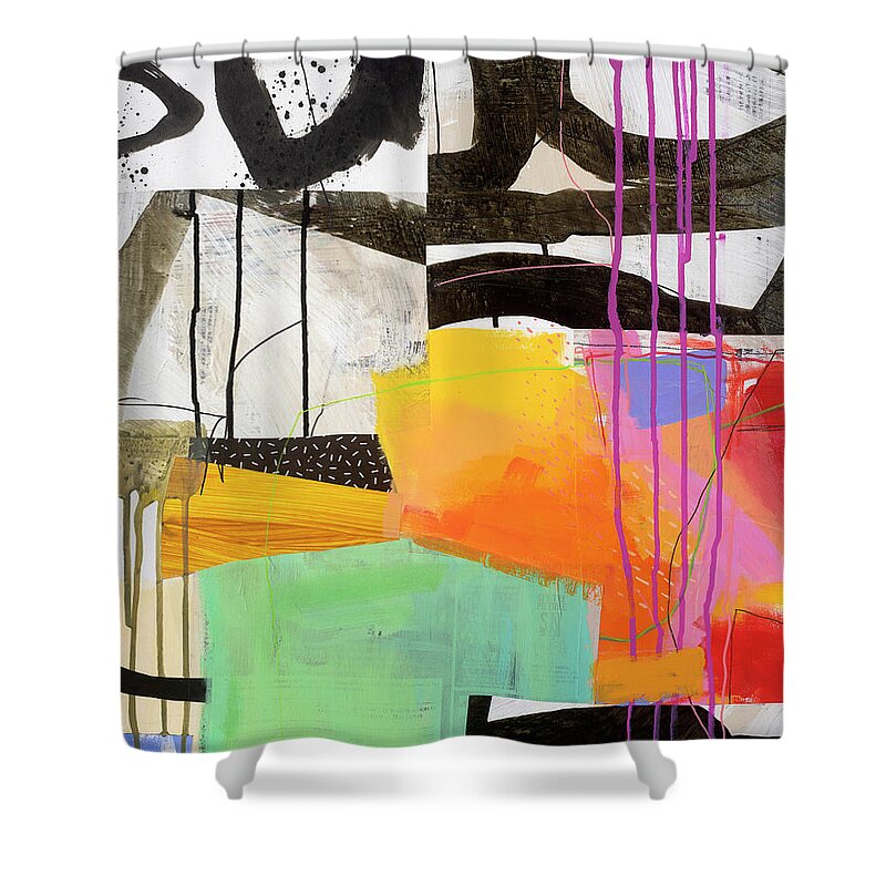 Abstract Art Shower Curtain featuring the painting Look on the Bright Side #3 by Jane Davies
