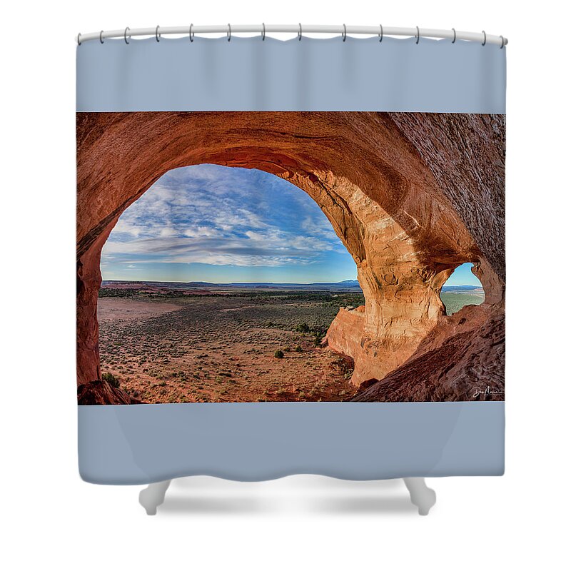 Moab Shower Curtain featuring the photograph Looking Glass Alcove and Arch by Dan Norris