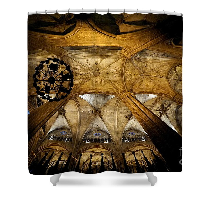 Barcelona Cathedral Catedral Shower Curtain featuring the photograph Looking UP in Barcelona by Tony Lee