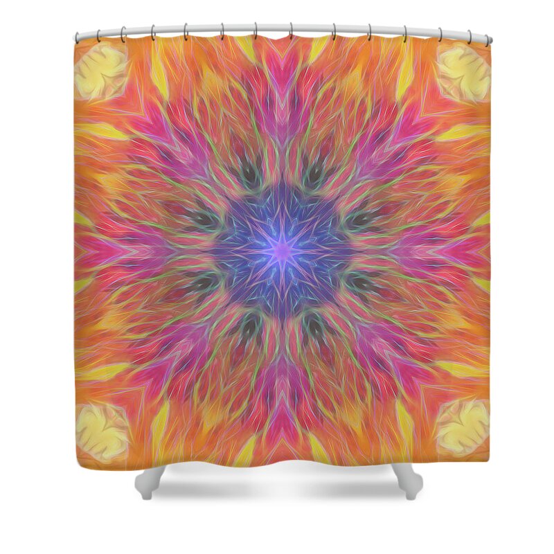 Mandala Shower Curtain featuring the digital art Looking Up Rainbow Mandala 01 by Beth Venner