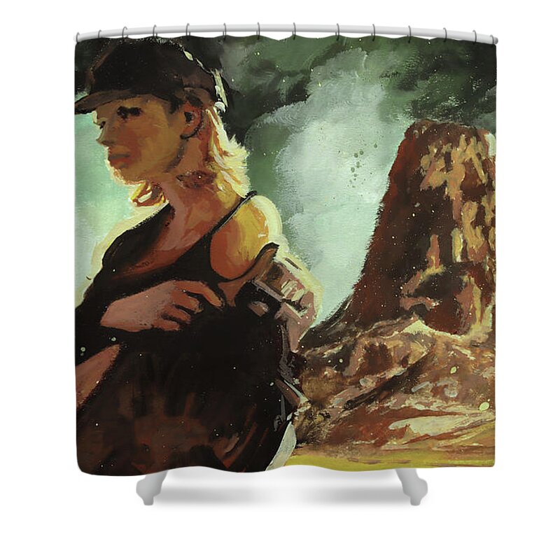 Gothic Shower Curtain featuring the painting Lost Girl by Sv Bell