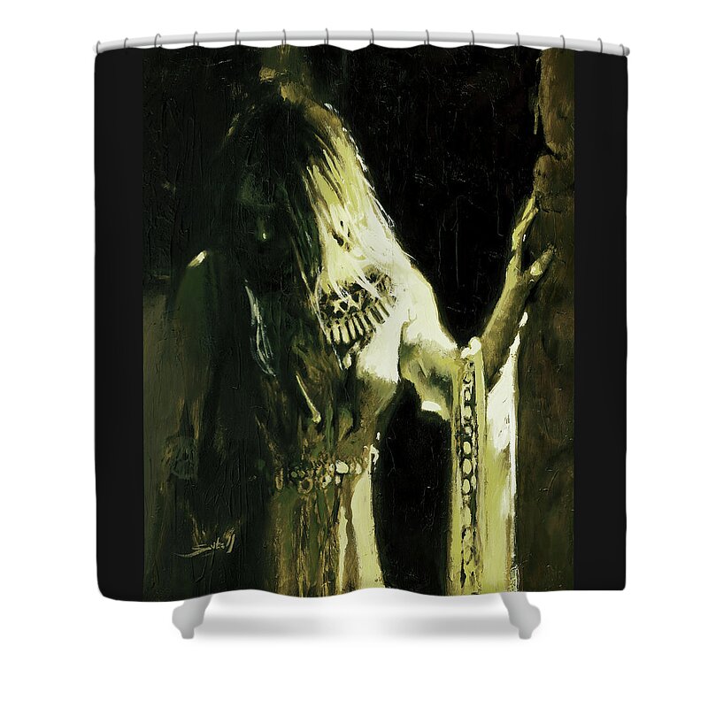 Gothic Shower Curtain featuring the painting Lost Soul by Sv Bell