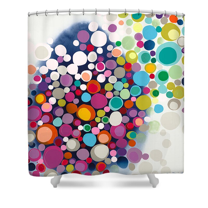 Abstract Shower Curtain featuring the painting Lots to Say by Claire Desjardins