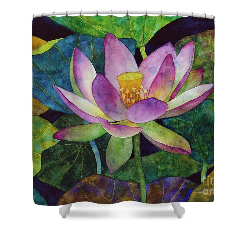 Watercolor Shower Curtain featuring the painting Lotus Bloom by Hailey E Herrera