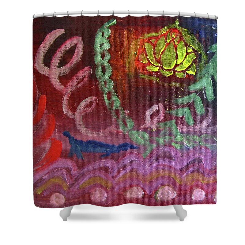 Abstract Shower Curtain featuring the painting Lotus from Tibet by Linda Feinberg