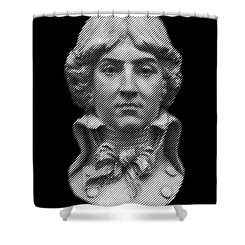 French Shower Curtain featuring the digital art Louis Antoine de Saint-Just, portrait by Cu Biz
