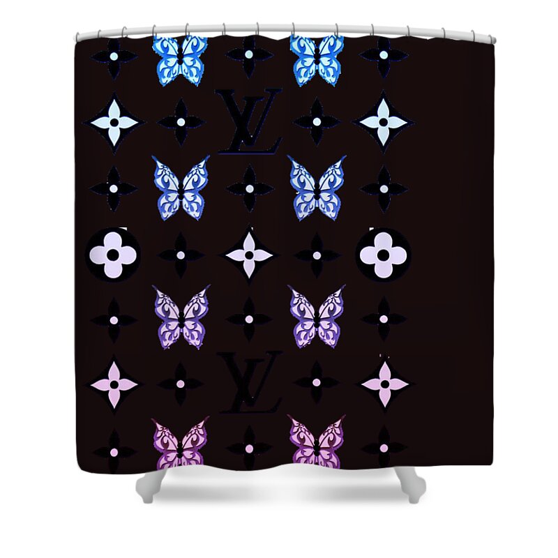 Louis Vuitton Shower Curtain purple and black