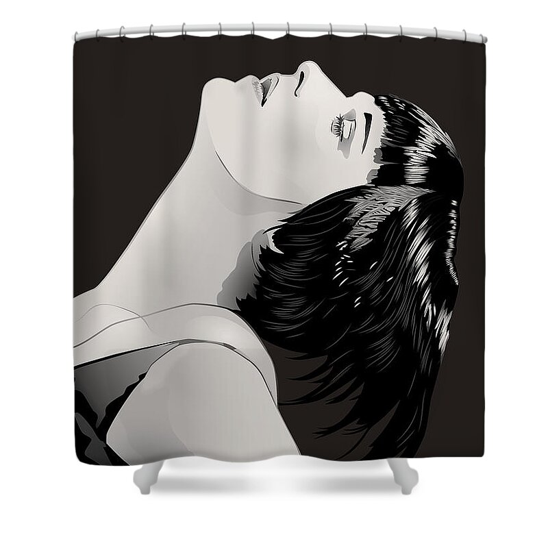 Louise Brooks Official Shower Curtain featuring the digital art Louise Brooks in Berlin - Slate Charcoal by Louise Brooks