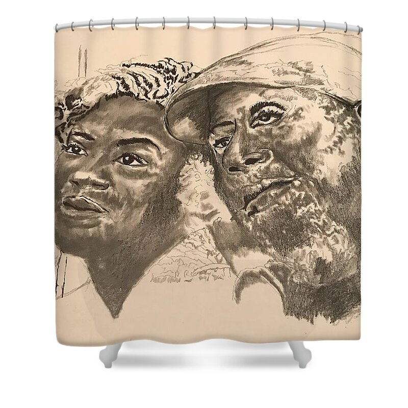  Shower Curtain featuring the drawing Love by Angie ONeal