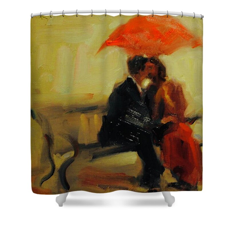 Couple Shower Curtain featuring the painting Love by Ashlee Trcka
