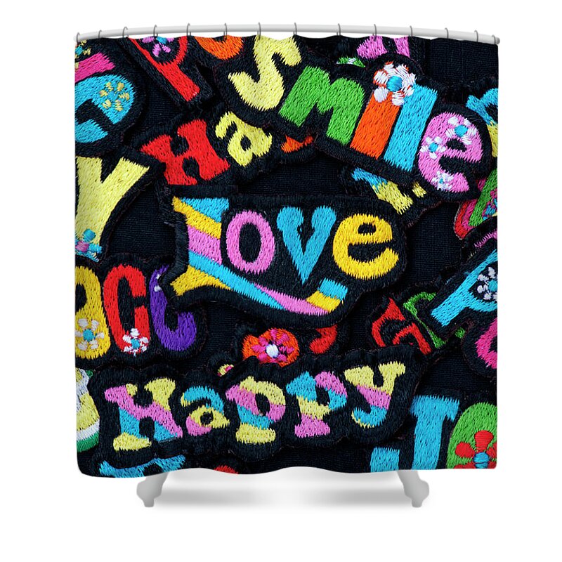 Embroidery Shower Curtain featuring the photograph Love Happy Smile by Tim Gainey