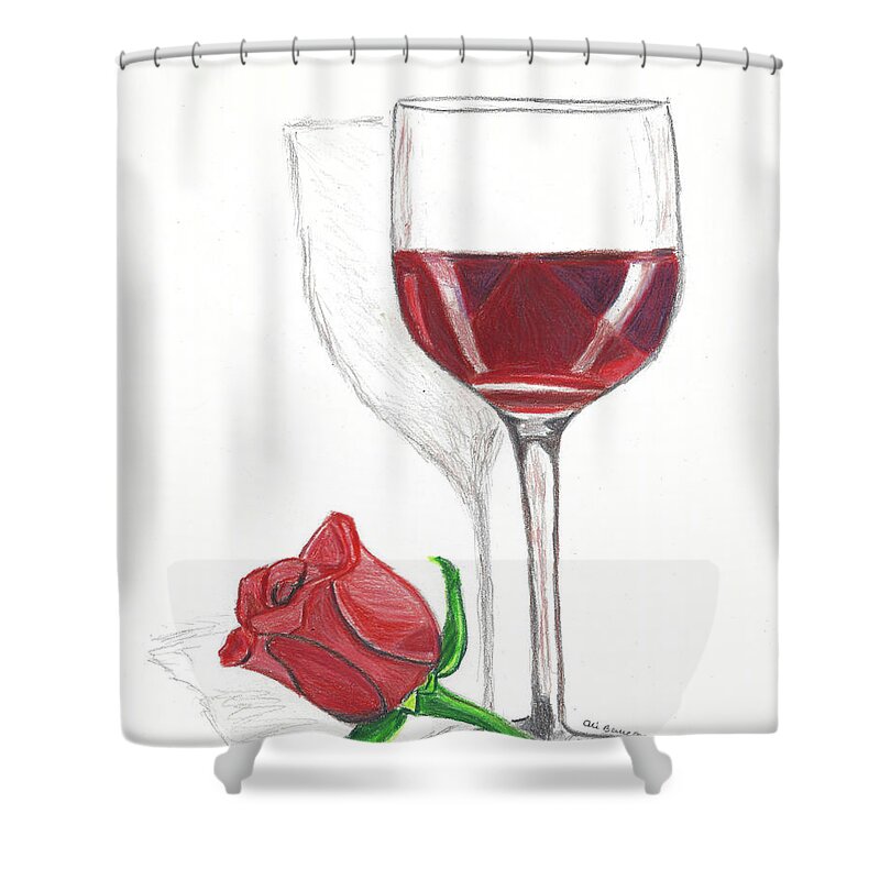 Caran D'ache Luminance Shower Curtain featuring the drawing Love is in the Air by Ali Baucom