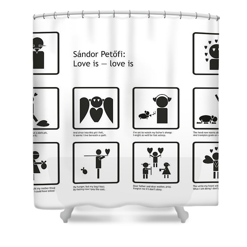 Love Shower Curtain featuring the digital art Love is, love is by Pal Szeplaky